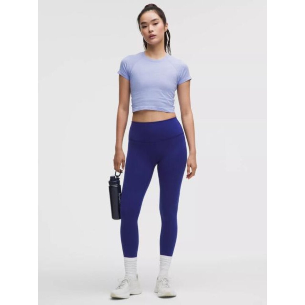 Lululemon Wunder Train Mid Rise Tights Size 2 Blue Gym Active Athletic Tight